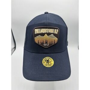 Yellowstone NP 1872 Mesh Trucker Hat Patch Logo Dark Navy Adjustable